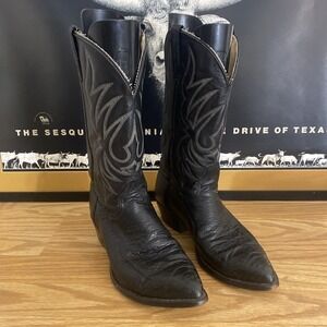 Vintage Smooth Ostrich Wingtip Western Cowboy Boots Mens 9 1/2 D Unbranded Read
